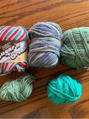 Lilys Sugar N’ Cream Mixed Bundle Cotton Crochet Thread Yarn Worsted 2oz Greens